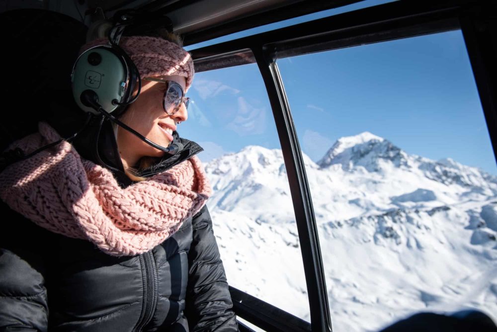 femme helicoptere mont blanc