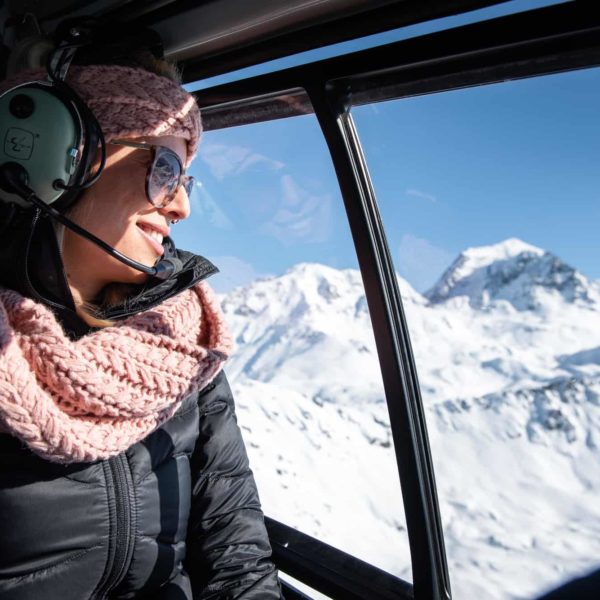 femme helicoptere mont blanc